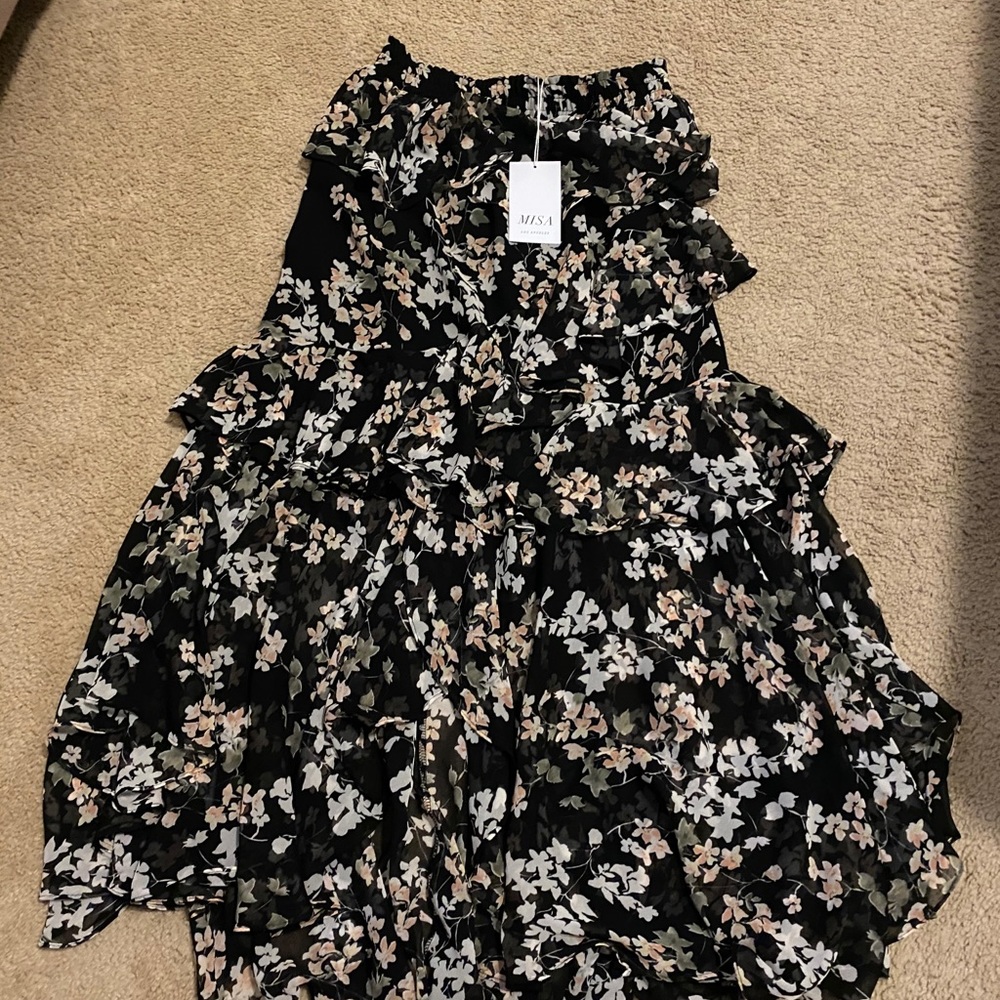 X Revolve Kiana Skirt in Black Ditsy Floral- MISA